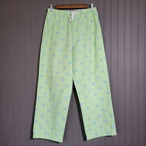 L.L. Bean Pajama Lounge Pants Blue Star All-Over Print Green Women's Small